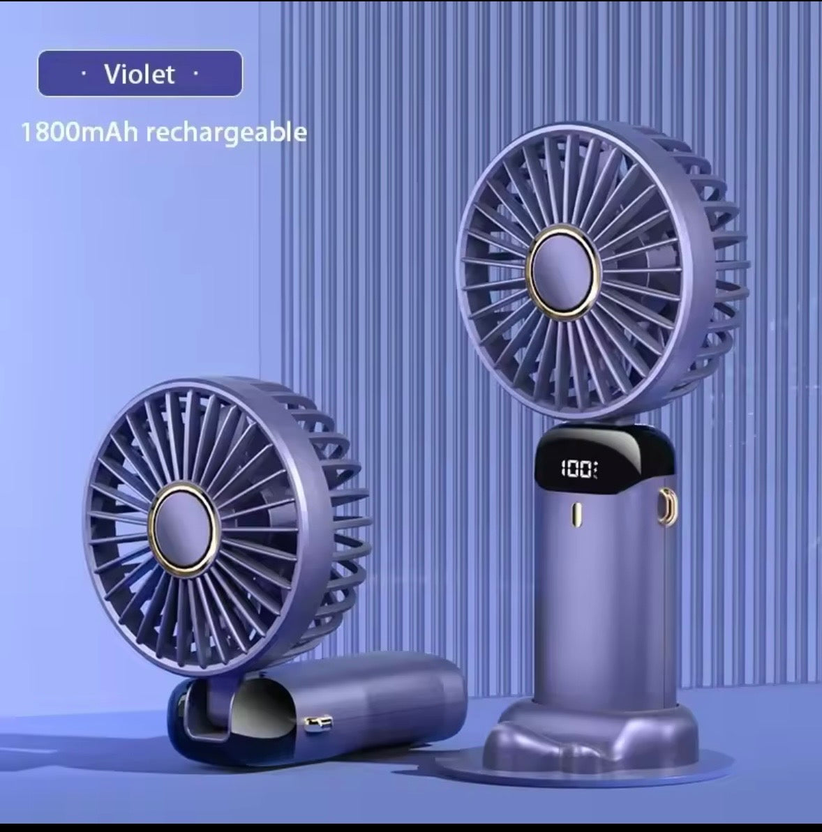 Portable Handheld Mini Fan Foldable Neck Hanging Fans 5 Speed USB Rechargeable Fan with Phone Stand and Display Screen 1800mAh