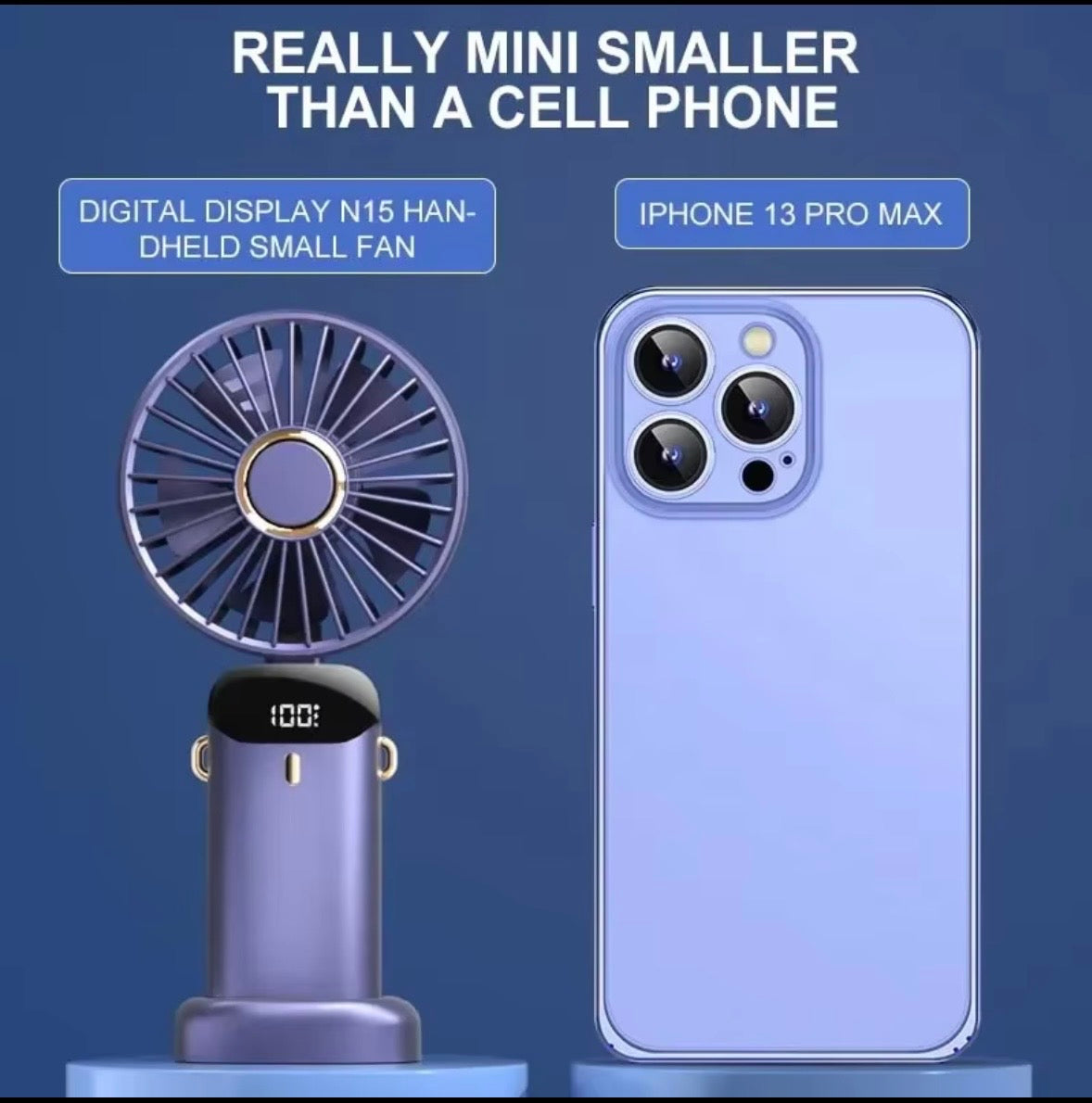 Portable Handheld Mini Fan Foldable Neck Hanging Fans 5 Speed USB Rechargeable Fan with Phone Stand and Display Screen 1800mAh