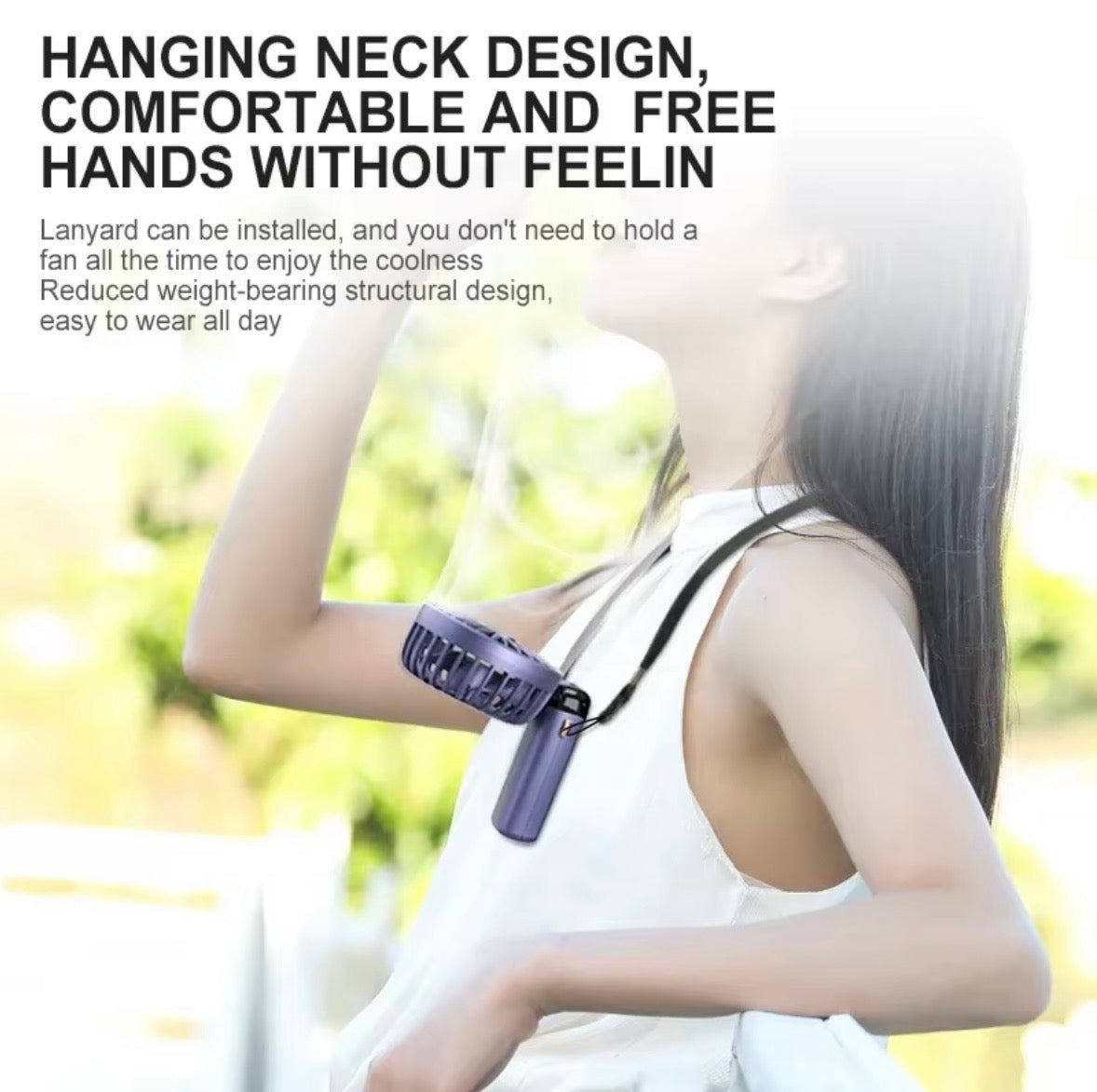 Portable Handheld Mini Fan Foldable Neck Hanging Fans 5 Speed USB Rechargeable Fan with Phone Stand and Display Screen 1800mAh