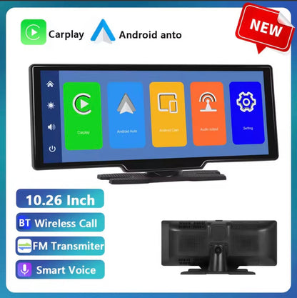 Podofo Wireless Carplay Portable Digital Dashboard Android Auto 10.26 Inch Smart Player With Voice Control 1080P BT TF